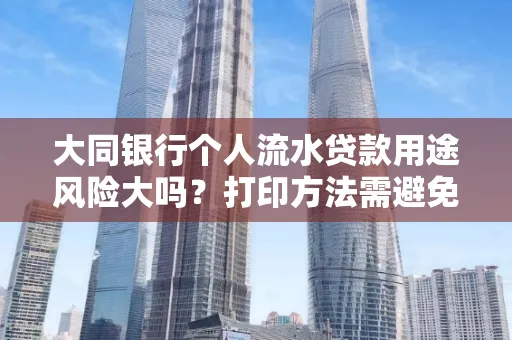 大同银行个人流水贷款用途风险大吗？打印方法需避免踩坑？