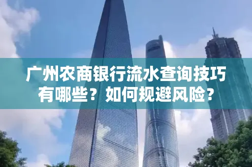 广州农商银行流水查询技巧有哪些?如何规避风险?